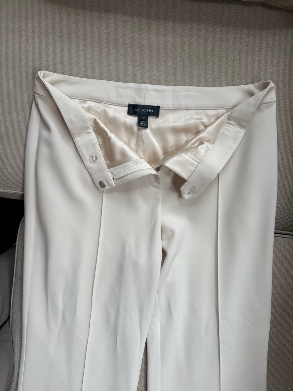 St. John Cream Straight-Leg Dress Trousers